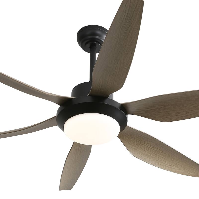54-inch Indoor Modern Ceiling Fan with Light and Remote, LED Dimmable, 6 ABS Blades