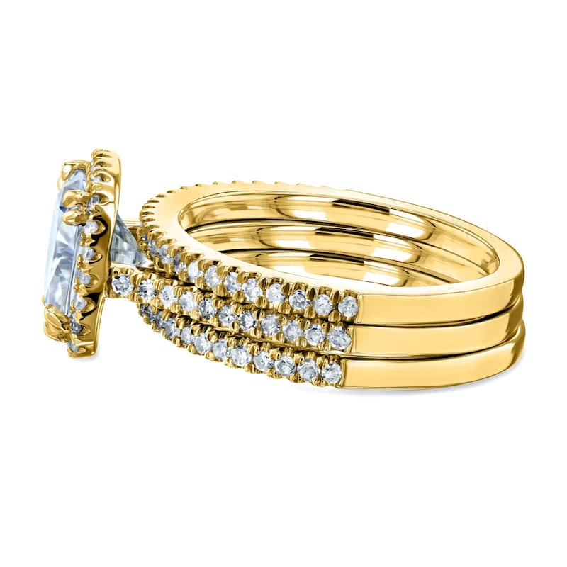Kobelli 2.40 Carat Lab Grown Diamond Certified 14k Solid Gold Cushion-cut Near Eternity Capri 3pc Bridal Set (EF/VS)