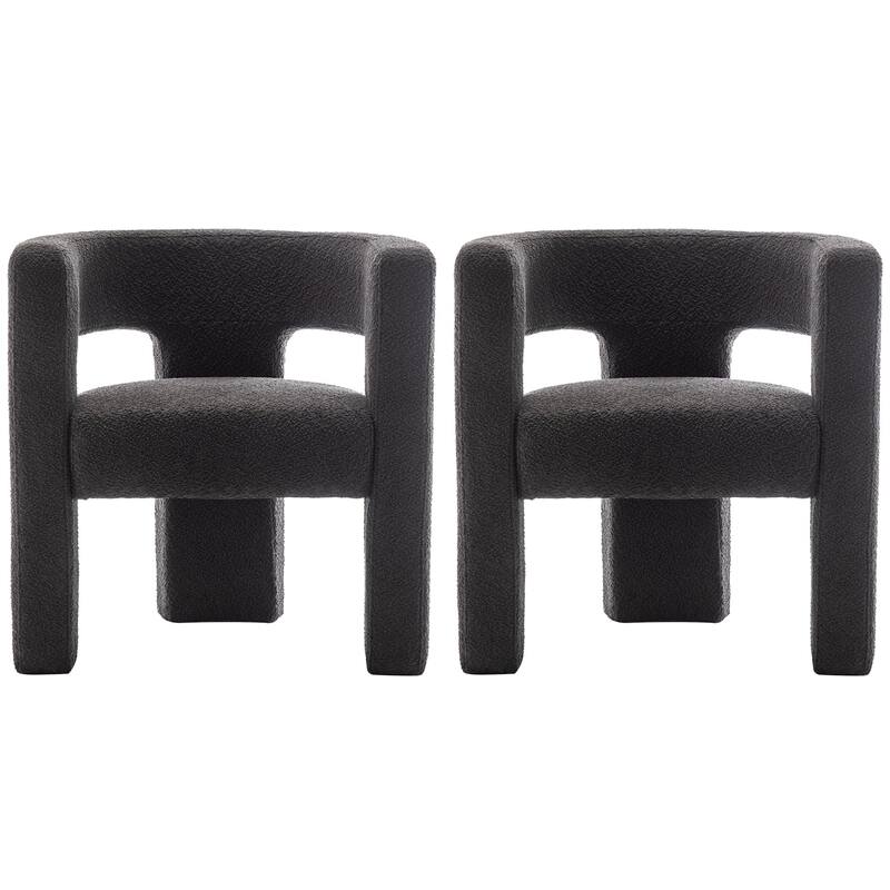 KINWELL 28" Wide Boucle Upholstered Square Armchair (Set of 2)