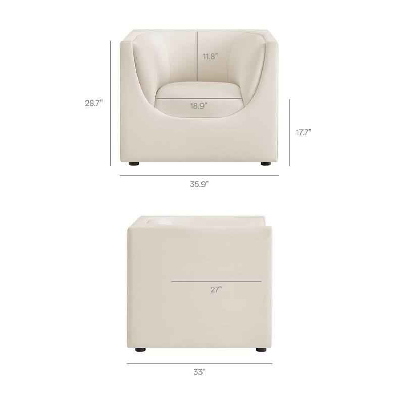 Hilda Curved Back Performance Velvet Armchair