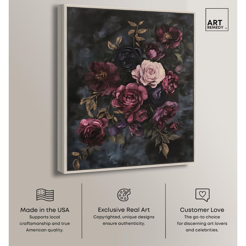 Vintage Dark Roses Canvas by Art Remedy