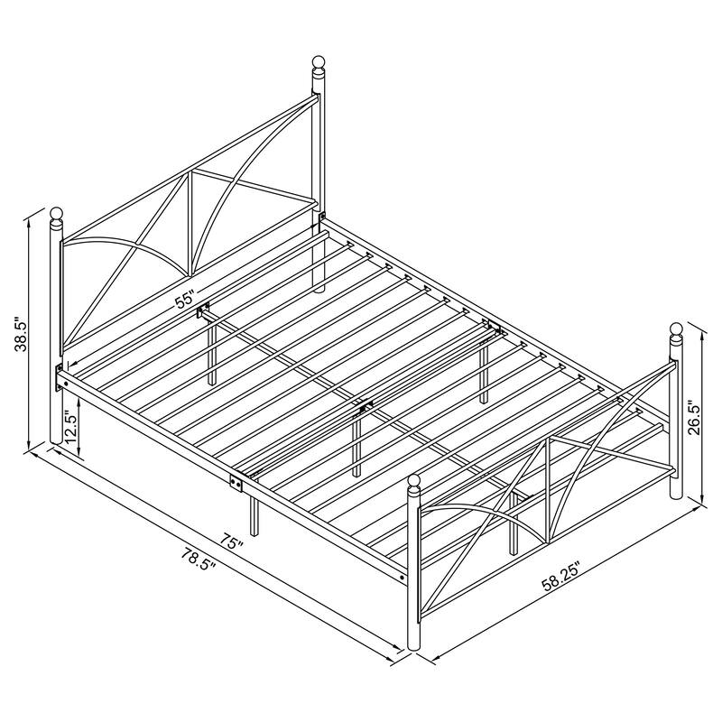Hart Contemporary Metal Open Frame Bed with X-Style Design