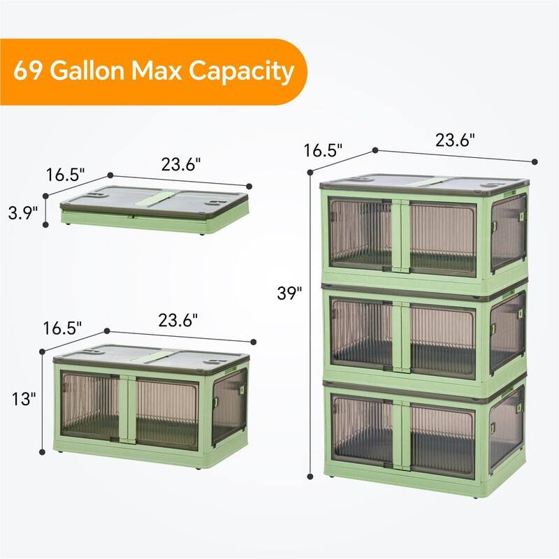 Collapsible Storage Bins 3 Tier - 16.5"D x 23.6"W x 39"H