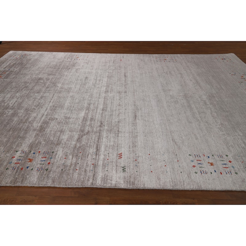 Gabbeh Oriental Area Rug Handmade Living Room Silk Carpet - 8'11" x 11'7"