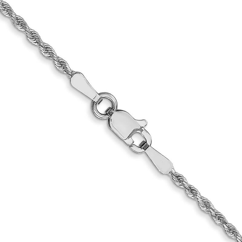 Curata Women's 14k White Gold 1.5mm Diamond-Cut Rope Chain Ankle Bracelet - 10 Inch