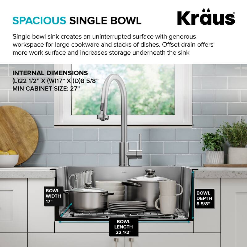 KRAUS Fairlane Drop In Top Mount 18 Gauge Stainless Steel Kitchen Sink