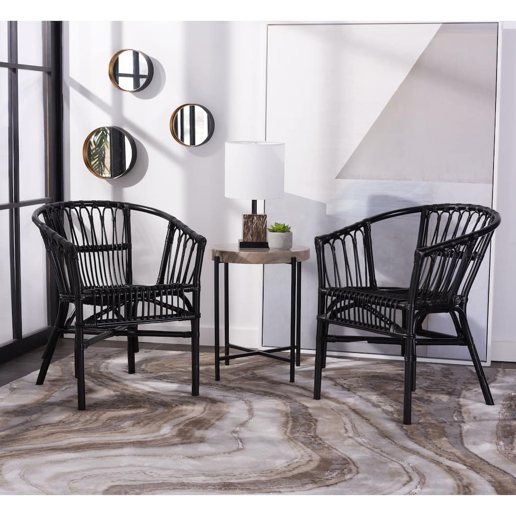 SAFAVIEH Silia Rattan Accent Chairs (Set of 2) - 22.8" W x 23.6" L x 30.3" H - 23Wx24Dx30H