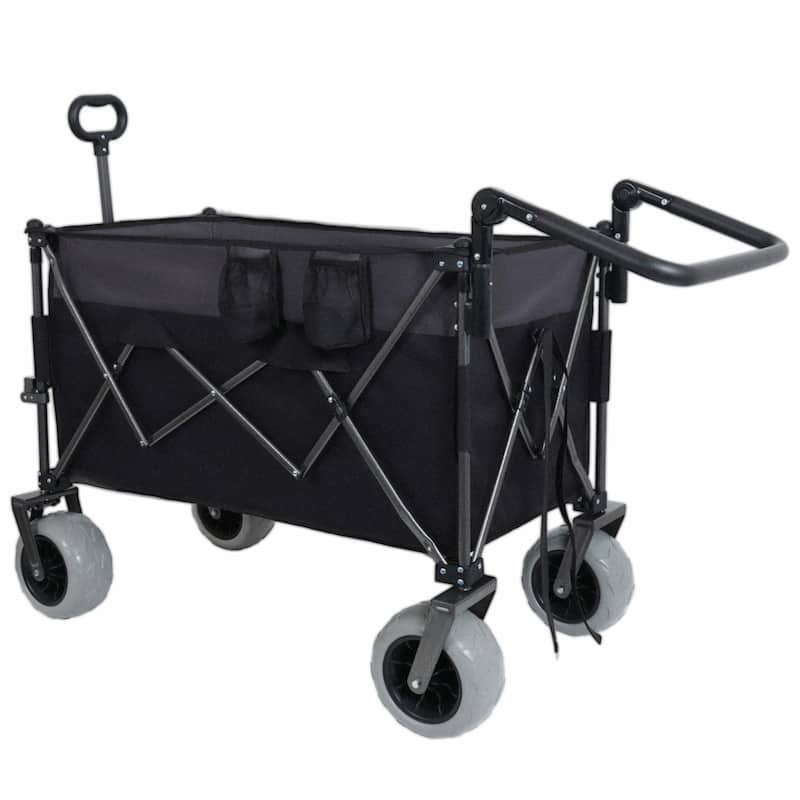 Multi-Functional Push-Pull Folding Wagon Cart with Rotating Handle & 9"x4" Beach Tires