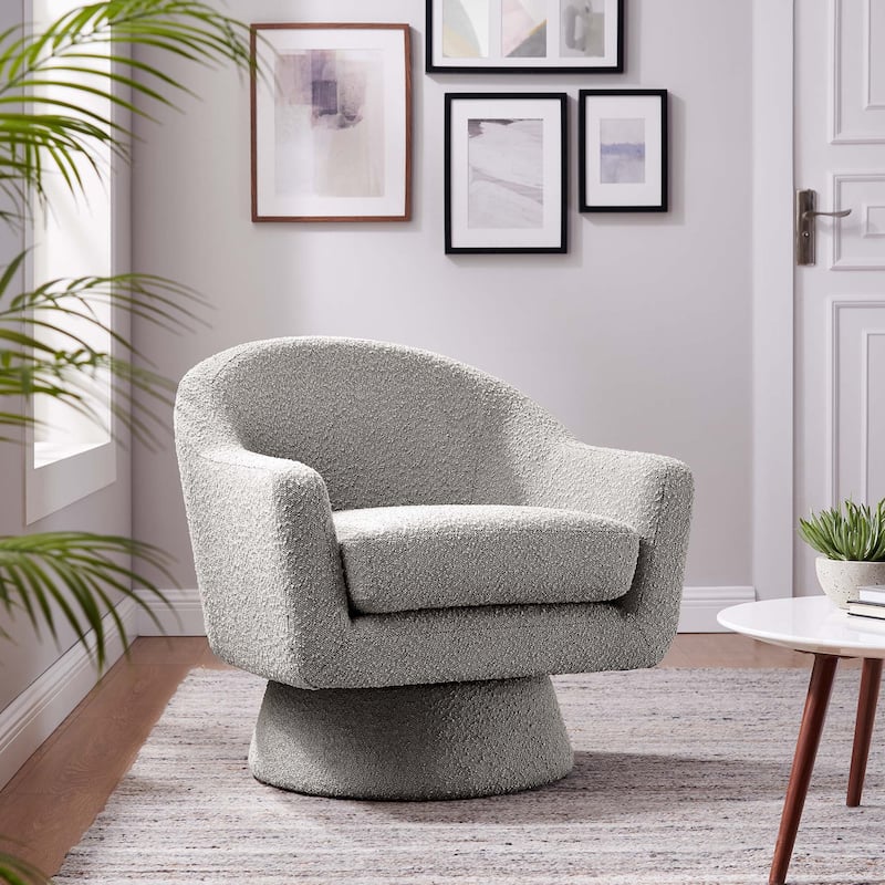 Astral Boucle Fabric Swivel Chair - Taupe