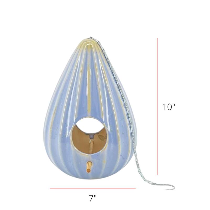 Ceramic 10-Inch Teardrop Ruffled Birdhouse