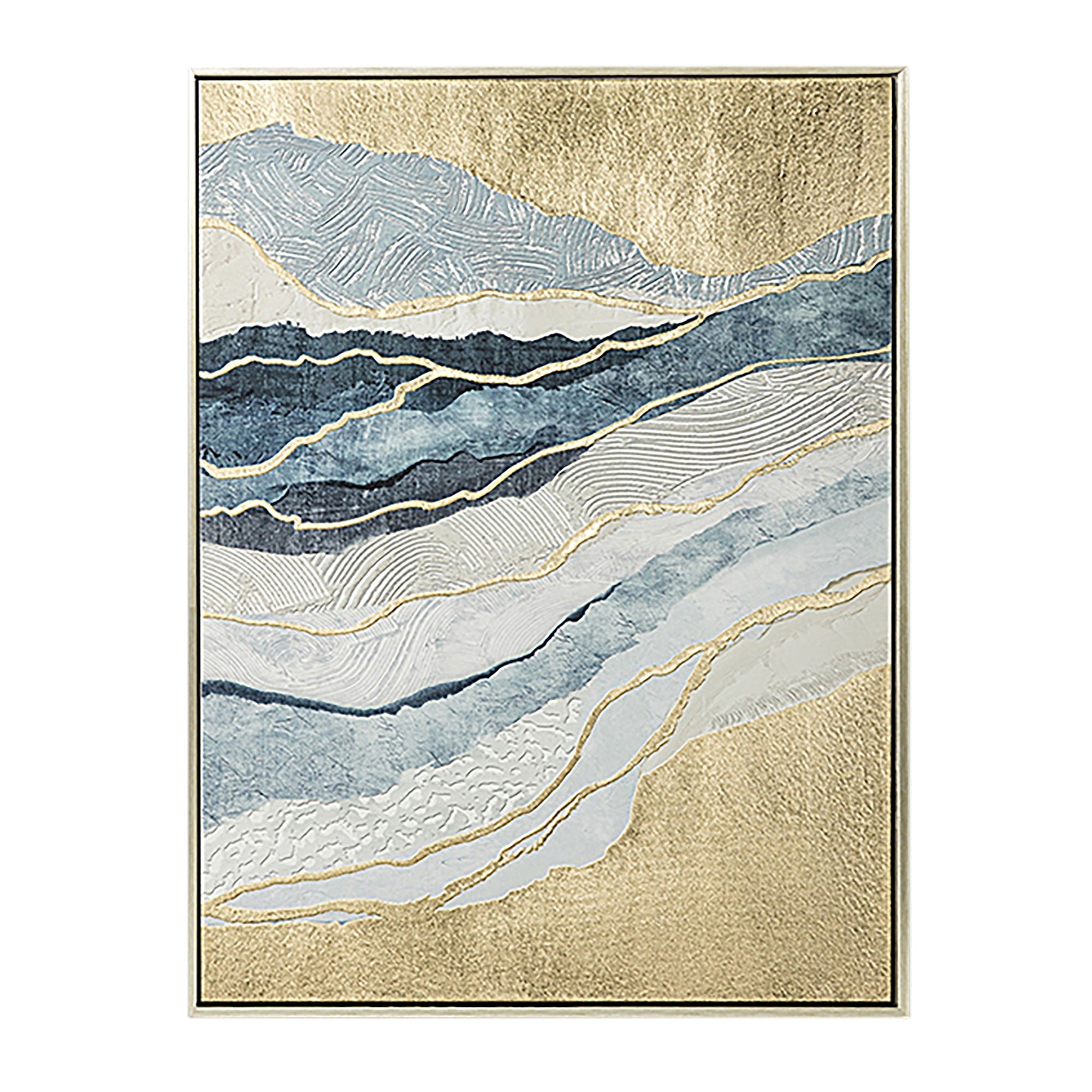 Blue and Gray Hand Painted Canvas Framed Wall Art 32