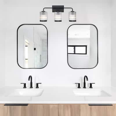 Aspen 24 in. 3-Light Matte Black Vanity Wall Light for Bathrooms - 4.75