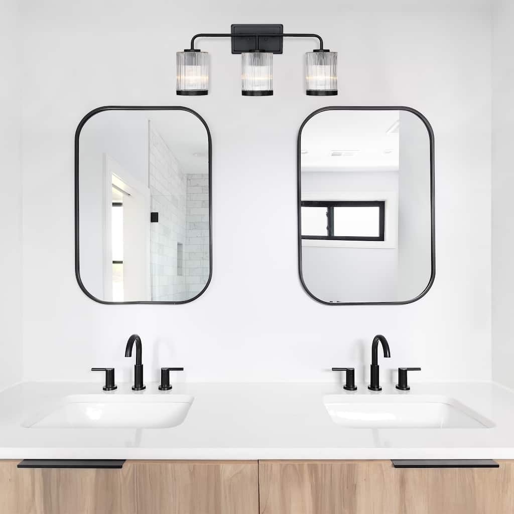 Aspen 24 in. 3-Light Matte Black Vanity Wall Light for Bathrooms - 4.75