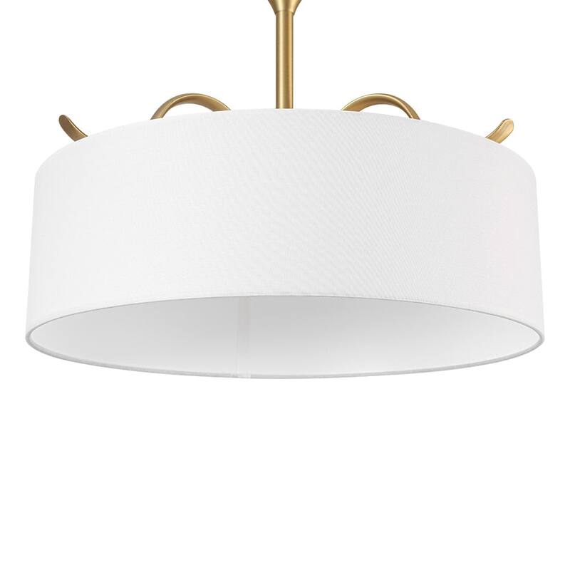 Versatile 3-Light Large Drum Fabric Lantern Semi Flush / Pendant Light