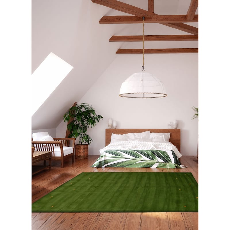 Kashkuli Gabbeh Green Rug 8'0" x 11'0" - 8'0 x 11'0