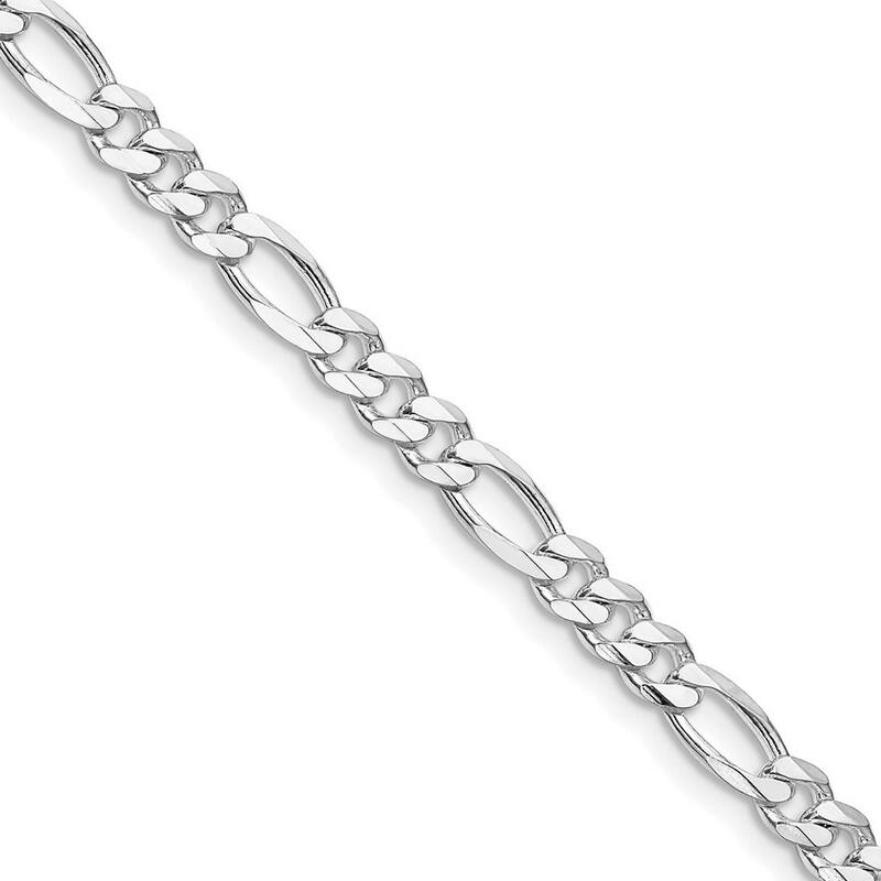 Curata 925 Sterling Silver Rhodium 4.5mm Figaro Chain Necklace for Men