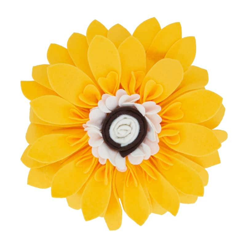 Felt Flower Design Poly-Filled Throw Pillow