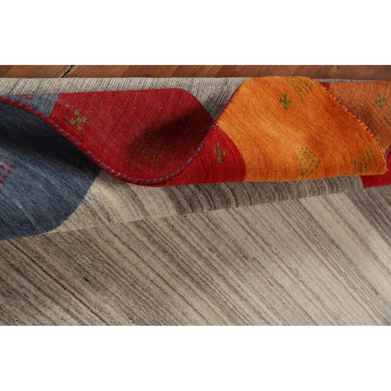 Striped Gabbeh Indian Rug Hand-Knotted Contemporary Wool Carpet - 6'5"x 9'8"