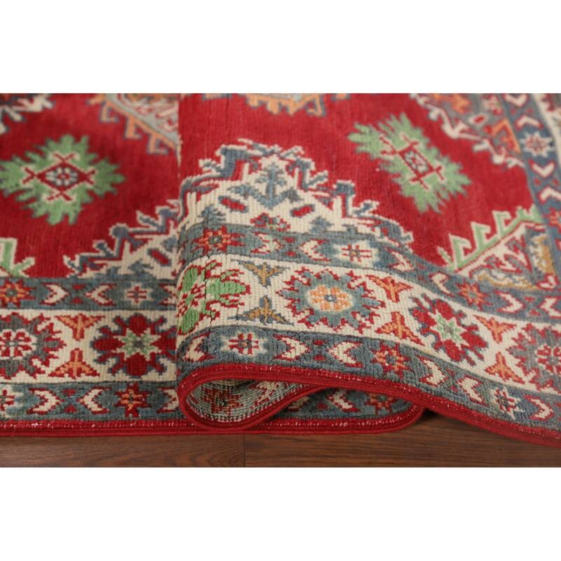 Red Kazak Foyer Rug Handmade Oriental Wool Carpet - 3'4" x 4'11"