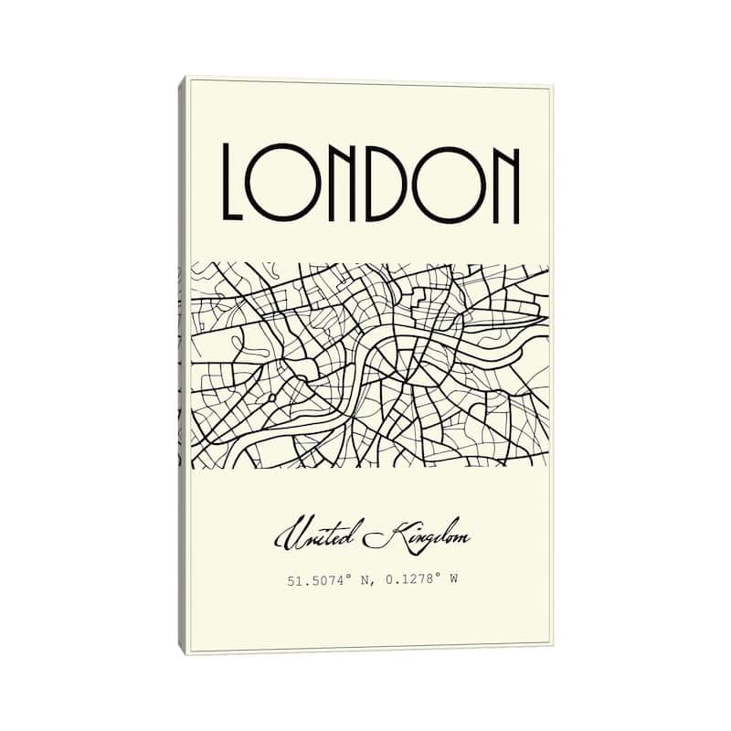 iCanvas "London City Map" by Nordic Print Studio Canvas Print