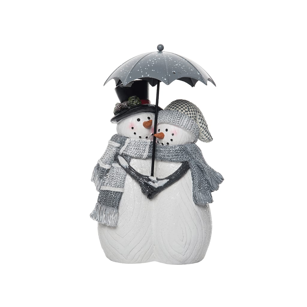 Transpac Resin 12.25 in. White Christmas Umbrella Snow Couple Decor