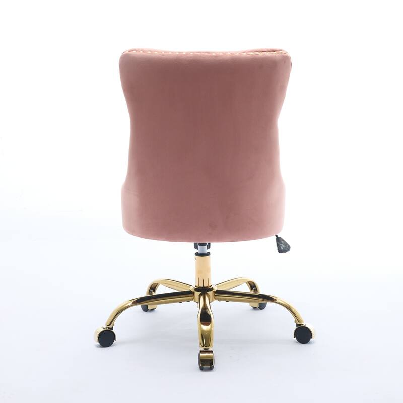 Modern Velvet Swivel Height-adjustable Office Chair with Tufted Back