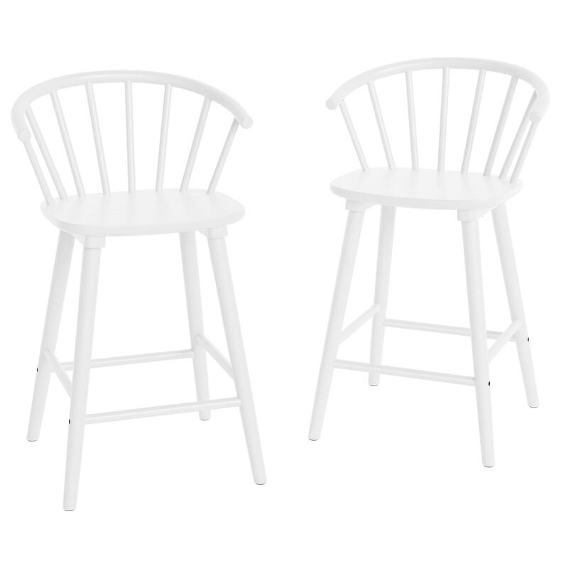 Set of 2 Counter Height 24.in Bar Stools for Kitchen Island with Solid Wood and Spindle Back Barstool