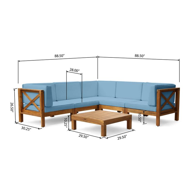 Brava 7-Seater Wood Sectional Sofa Set by Christopher Knight Home