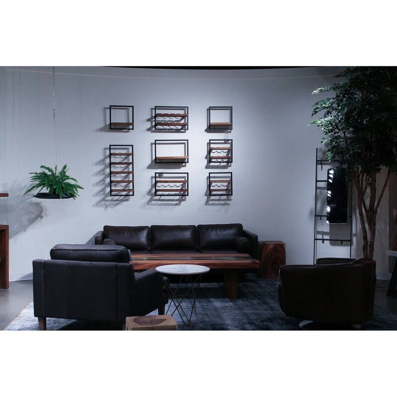 Wide 14" Wide Metal Frame Wall Shelf, Natural