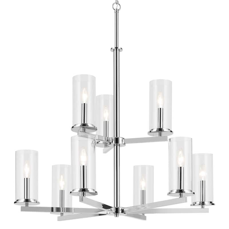 Kichler 44014 Crosby 9 Light 33" Wide Taper Candle Chandelier - Chrome