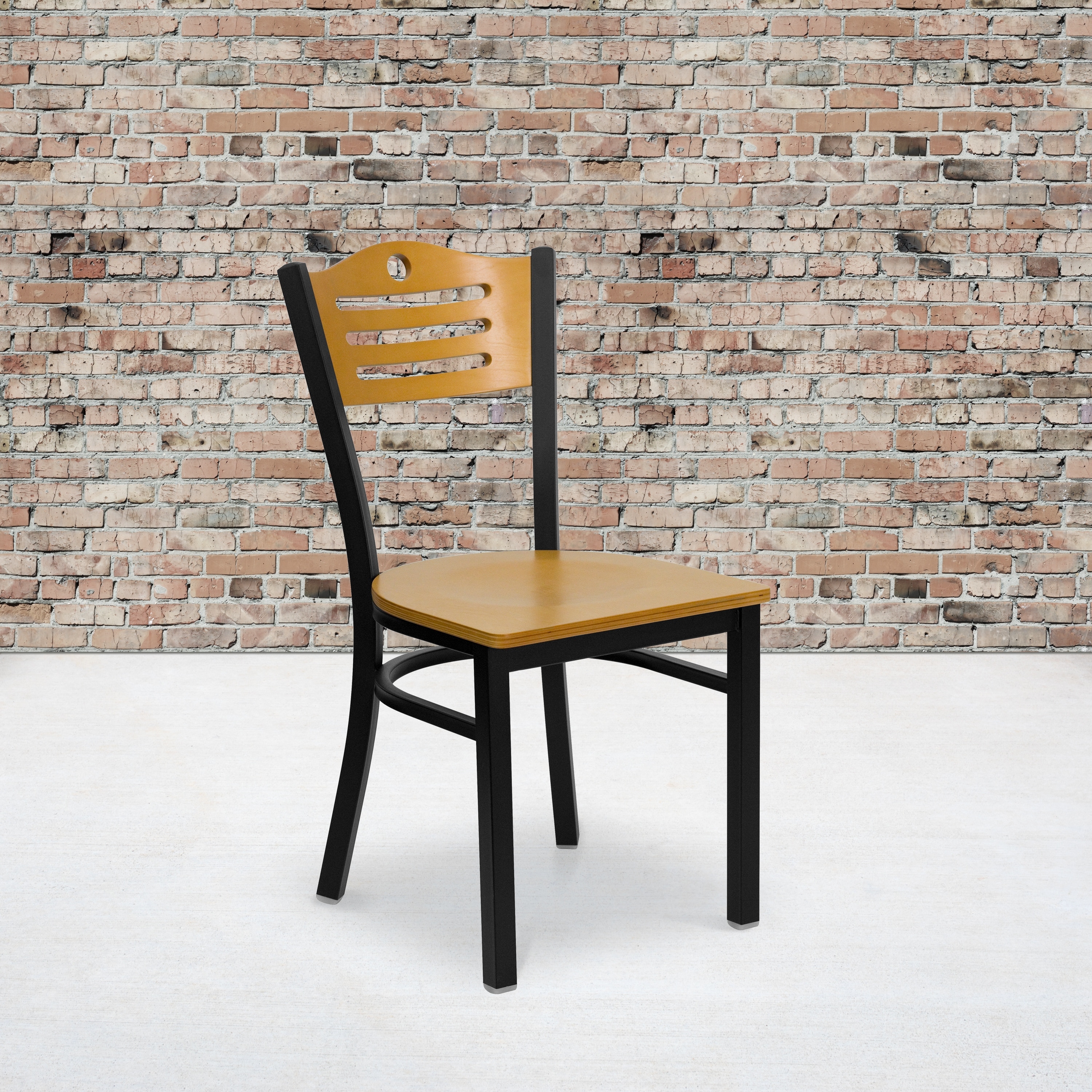 Slat Back Metal Restaurant Chair - 16.5"W x 21.5"D x 32.75"H