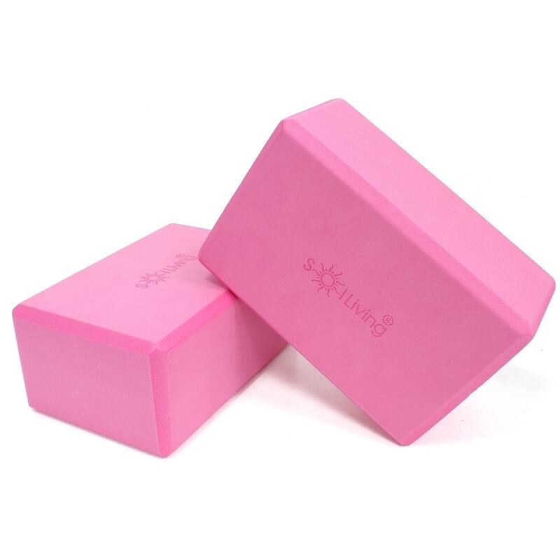 Sol Living Exercise Non Slip Foam Yoga Block 4" x 6" x 9" - 2 Pack - Pink