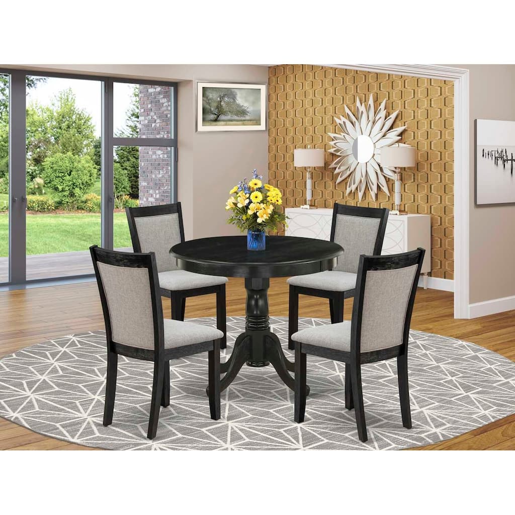 HomeStock 5-Piece Natural Oak Finish Solid Wood Top Dining table with 4 Chairs
