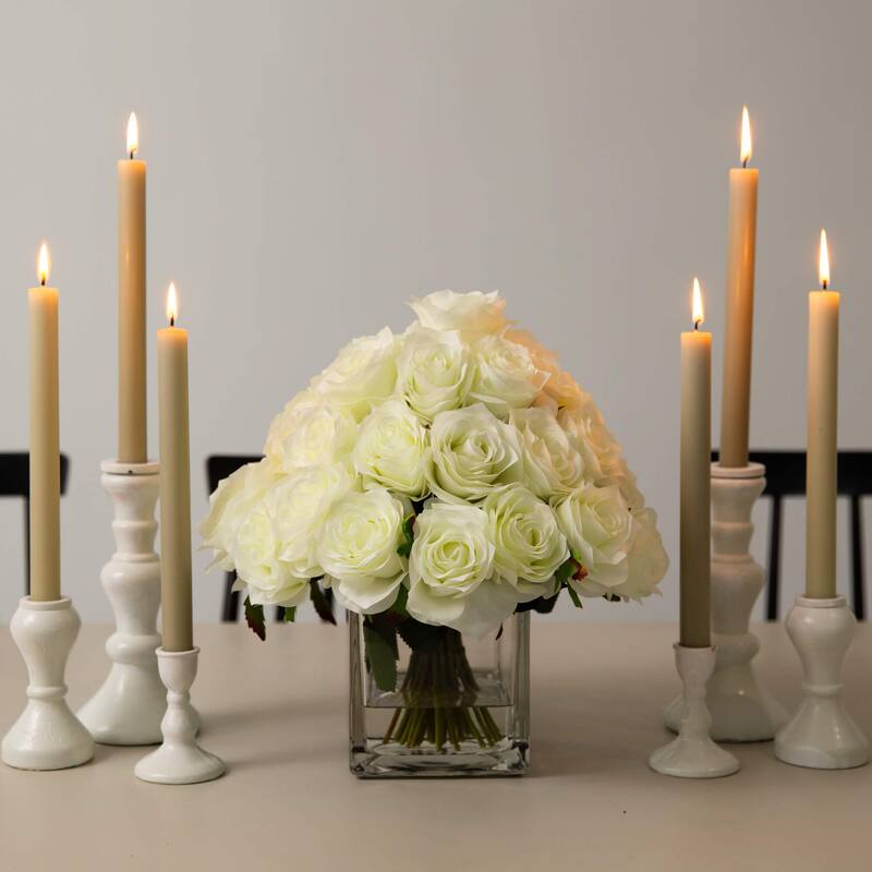 13-in Artificial Rose Arrangement in Glass Vase
