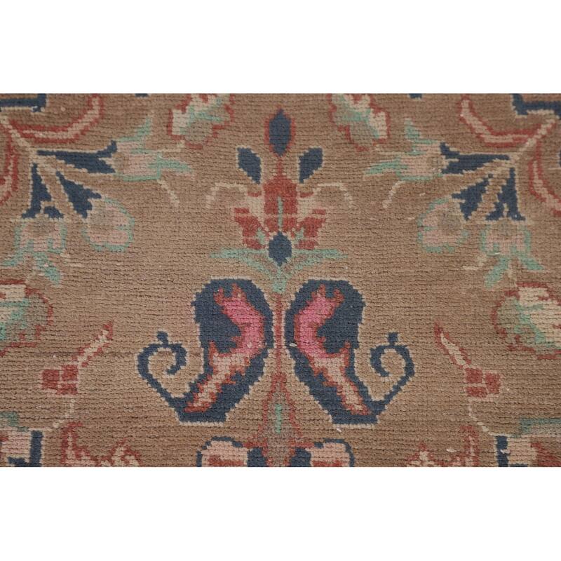 Brown Mahal Persian Vintage Runner Rug Handmade Wool Carpet - 3'4" x 9'3"