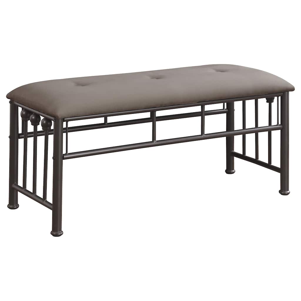 Livingston Microfiber Upholstered Bench Brown and Dark Bronze