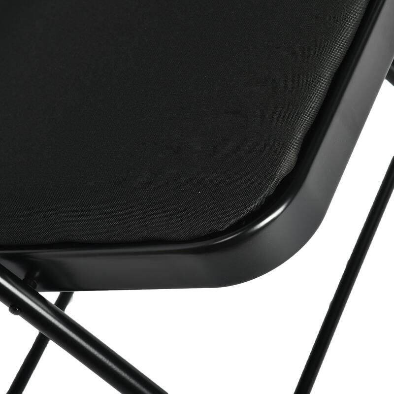 HomeRoots Set of Four Black Faux Leather and Steel Folding Chairs - 17.70 in. x 37.70 in. x 15.70 in.