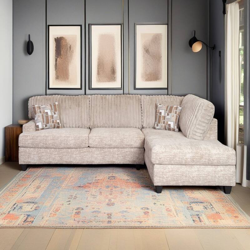 Roundhill Nexus 2-PC Living Room Set, L-shape Sectional and Accent Ottoman