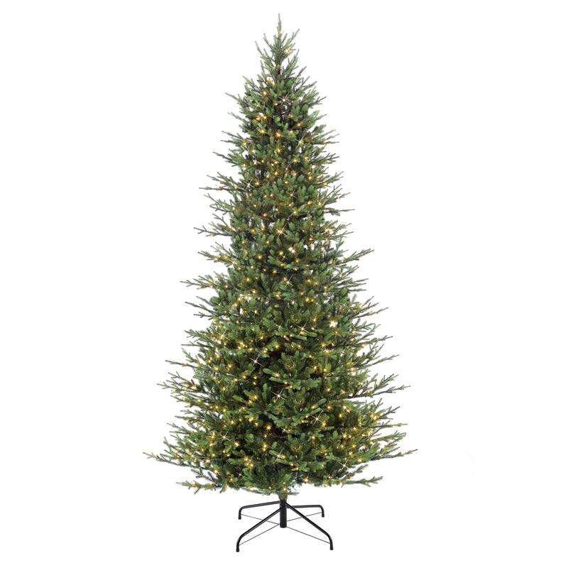 Puleo International 10 ft. Pre-Lit Slim Balsam Artificial Fir Tree - Green
