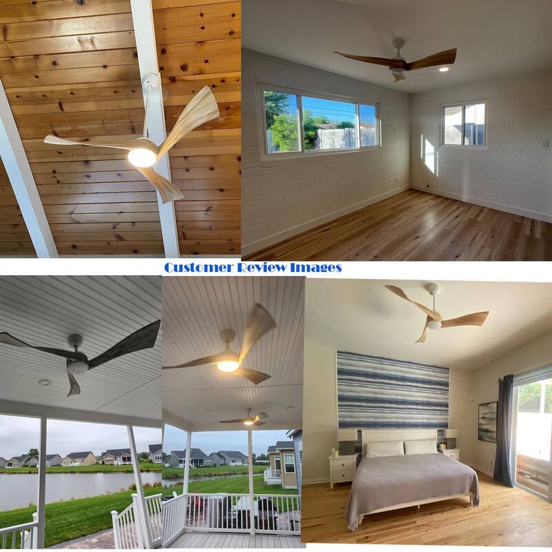 52" Wood 3-Blade Ceiling Fans with Dimmable LED Light and Remote, 6-Speed Reversible DC Motor - 52 inch