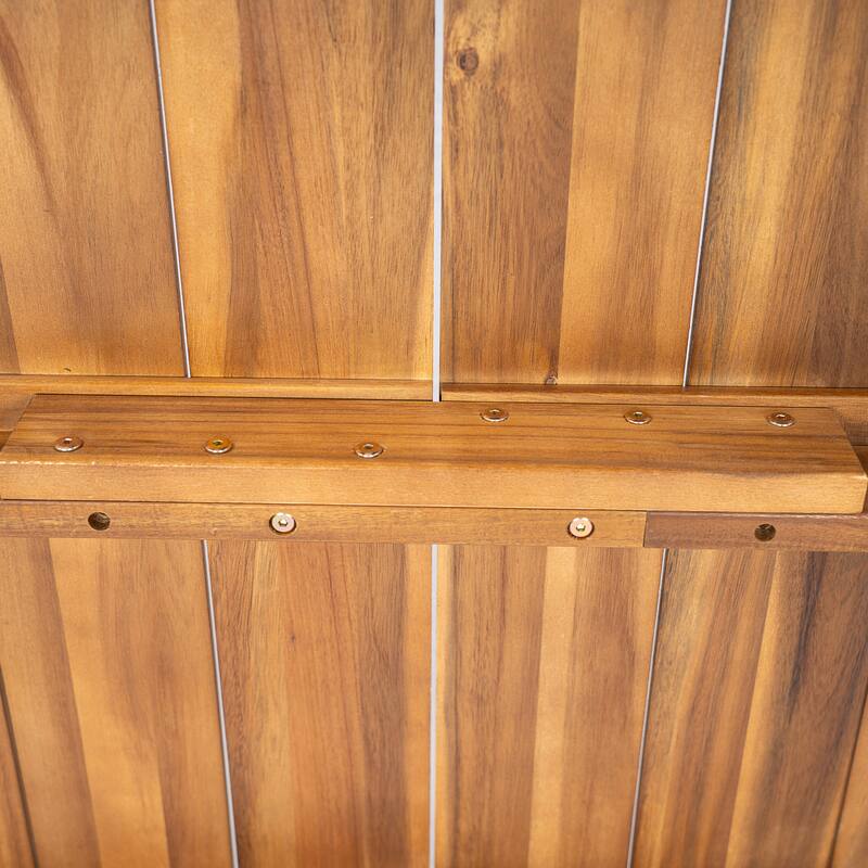 Christopher Knight Home - Outdoor Solid Acacia Wood Dining Set with Cushioned Chairs and Large Rectangular Table