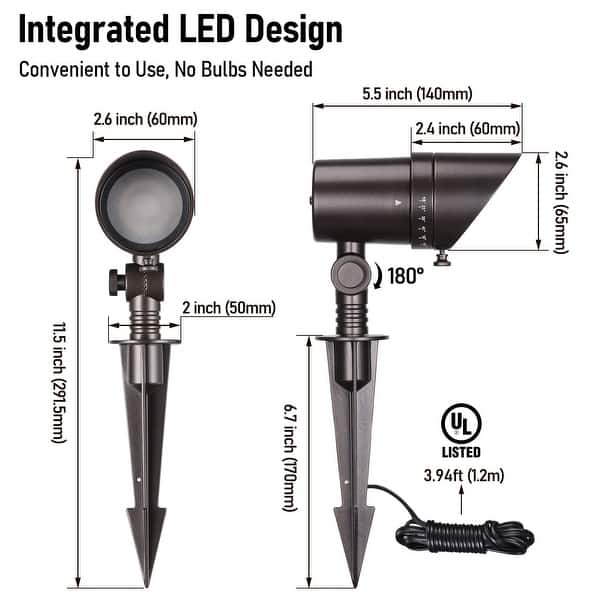 8W Low Voltage RGBCW LED Landscape Spotlight, 15°-60° Adjustable Beam Angle, Oil Rubbed Bronze - 8 Pack