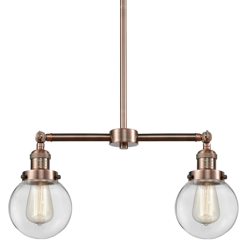 Innovations Lighting Beacon 2 Light 23" Wide Linear Chandelier - Antique Copper / Clear