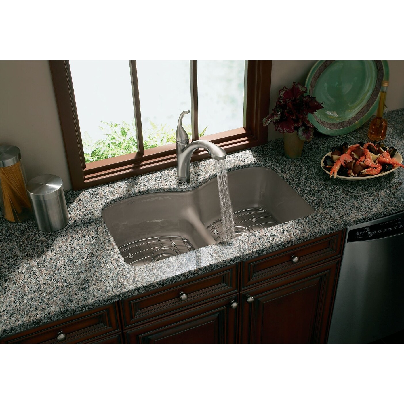 Kohler K 6626 6u Langlade 33 Double Basin Under Mount Enameled Cast Iron Kitchen Sink With Smart Divide