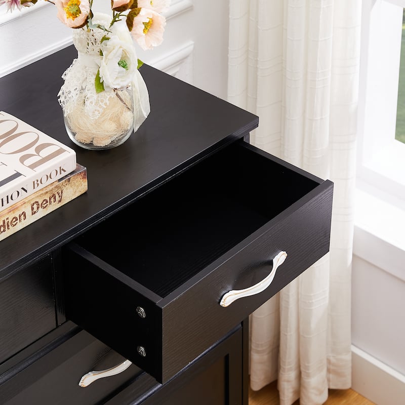 9 Drawer Long Dresser With Antique Handles