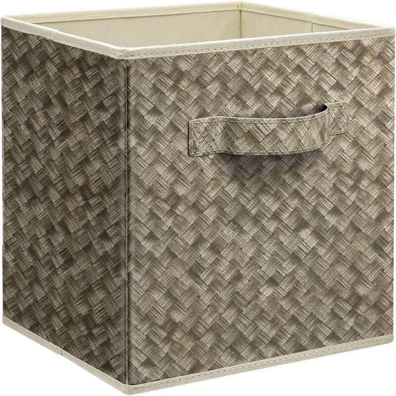 Sorbus Foldable Storage Cube Basket Bin (4 Pack, Woven Print - Beige)