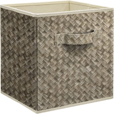 Sorbus Foldable Storage Cube Basket Bin (4 Pack, Woven Print - Beige)