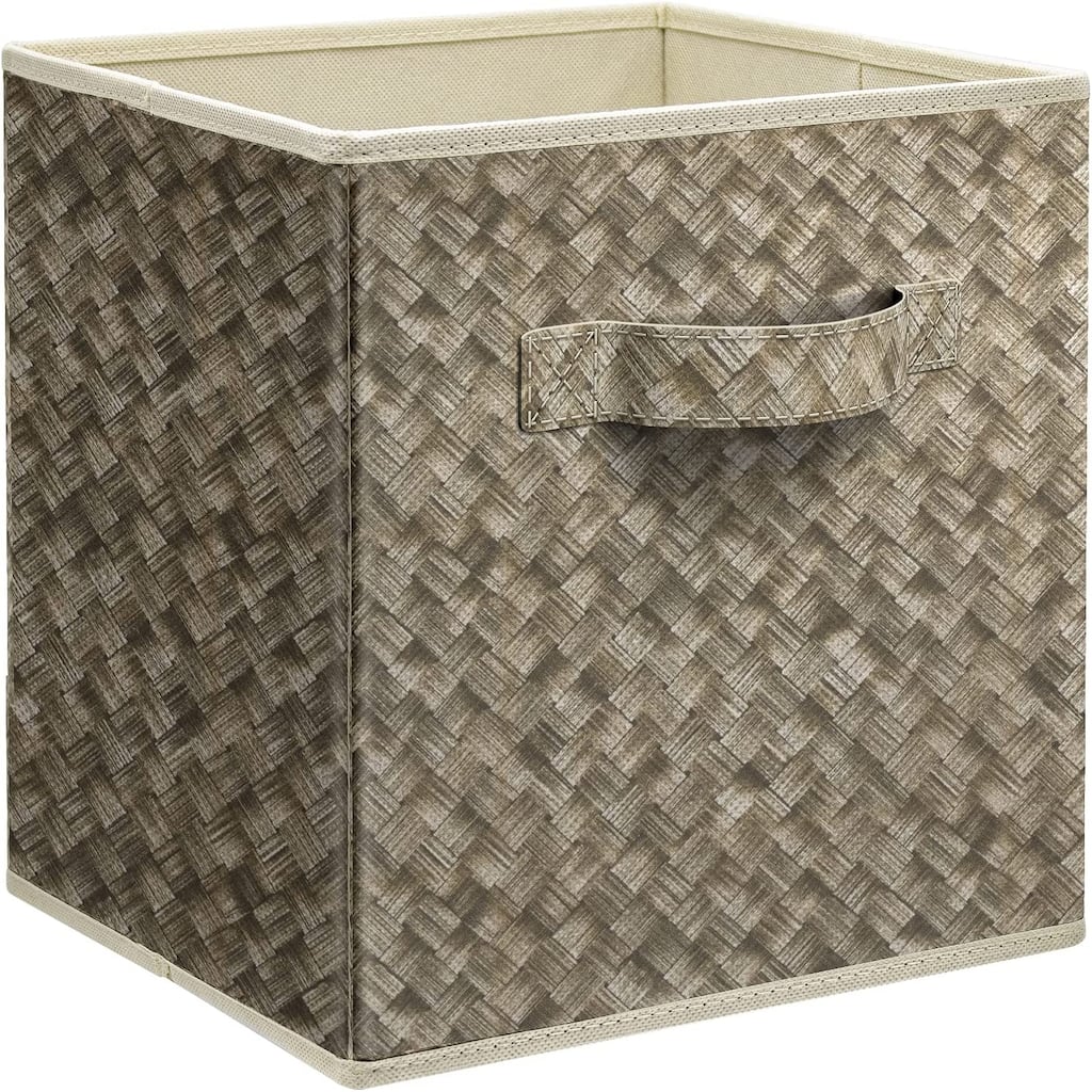 Sorbus Foldable Storage Cube Basket Bin (4 Pack, Woven Print - Beige)