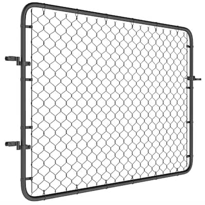 26"-47.2" Wide Galvanized Steel Adjustable Black Garden Gate Fence with Latch and Hinges - 26"-47.2" W x 70.9" H