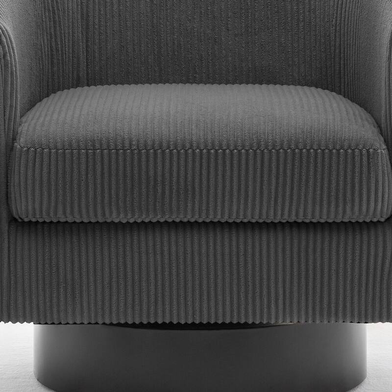 2 Set Round Barrel Chair 360-Degree Swivel Accent Chairs